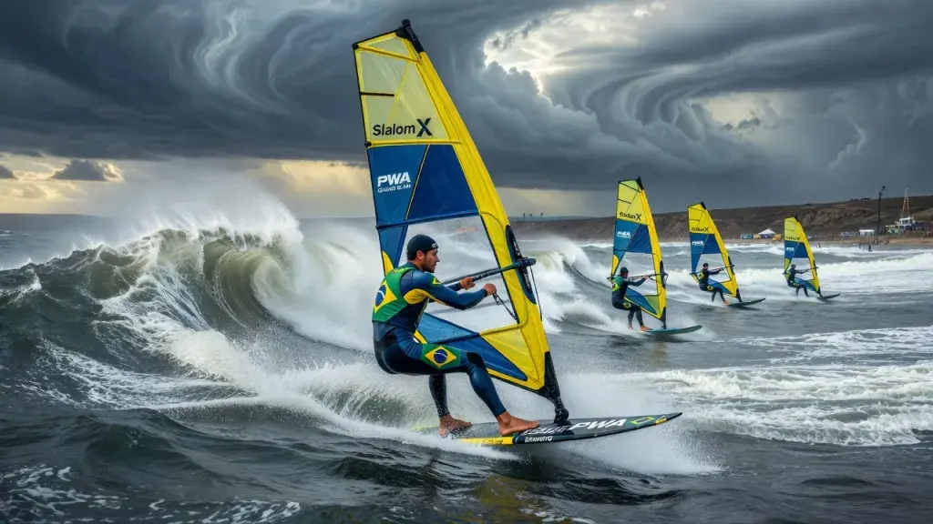 The opening round of Slalom X at the 2026 PWA Grand Slam in Sotavento, like the freestyle event, took place in extreme conditions.